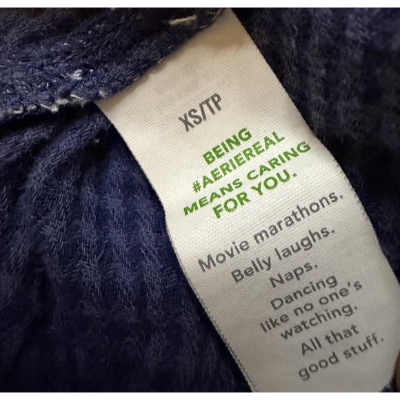 Aerie Navy Blue & Tan Plaid 100% Cotton Gauze Pajama Boxer Shorts Women XS - Picture 6 of 7